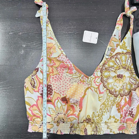 Free People Weekend In Montauk Floral Print Cropped Tank Top Size Small - Picture 14 of 14